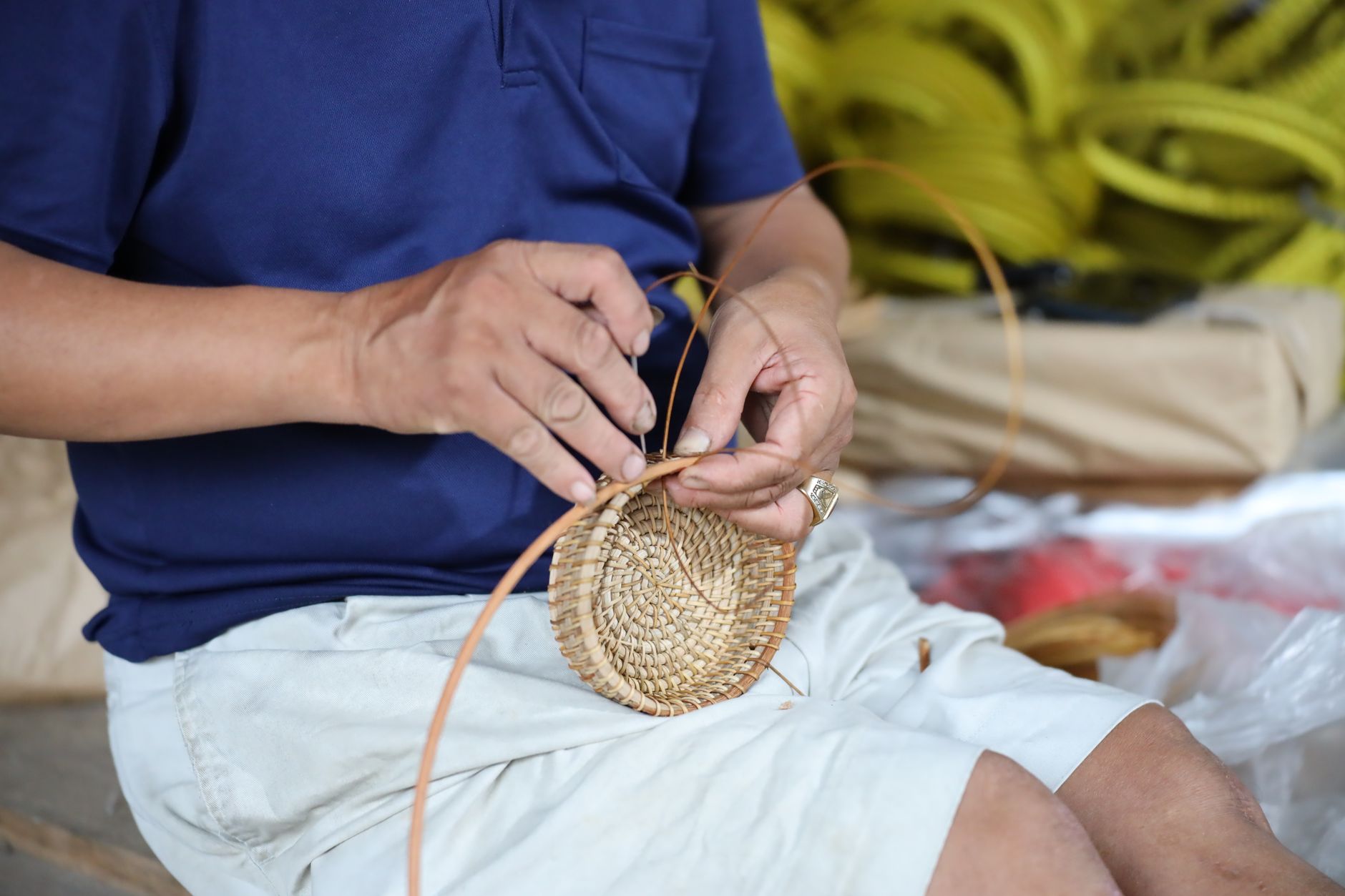 Traditional basket weaving market and artisan crafts